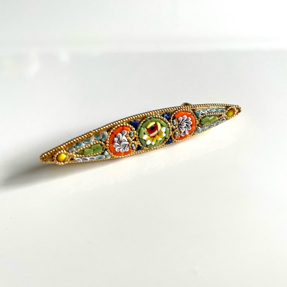 Micro mosaic Italy vintage antique brooch